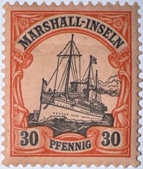 Travelstamps: GERMANY MARSHALL ISLANDS STAMPS Kaiser’s Yacht Mint OG H UNWMK 30p