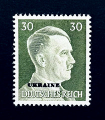 GERMANY Stamp – 1941 WWII Ukraine Occupation Overprint Adolf Hitler MNG r38