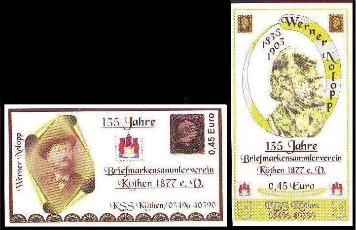 KSS Ltd.: MiNr. 32 – 33, „Stamp Collectors Association Köthen e. V.“, Set, Mint