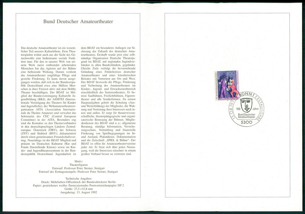 GERMANY FOLDER 1992/33 KUNST AMATEUR-THEATER
