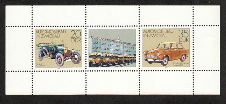 Germany DDR 2000 MNH 1979 Sachsenring Automobile Plant Mini Sheet of 3