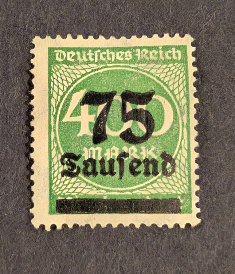 GERMANY DEUTSCHES REICH 400 MARK 75 TAUSEND OVERPRINT STAMP