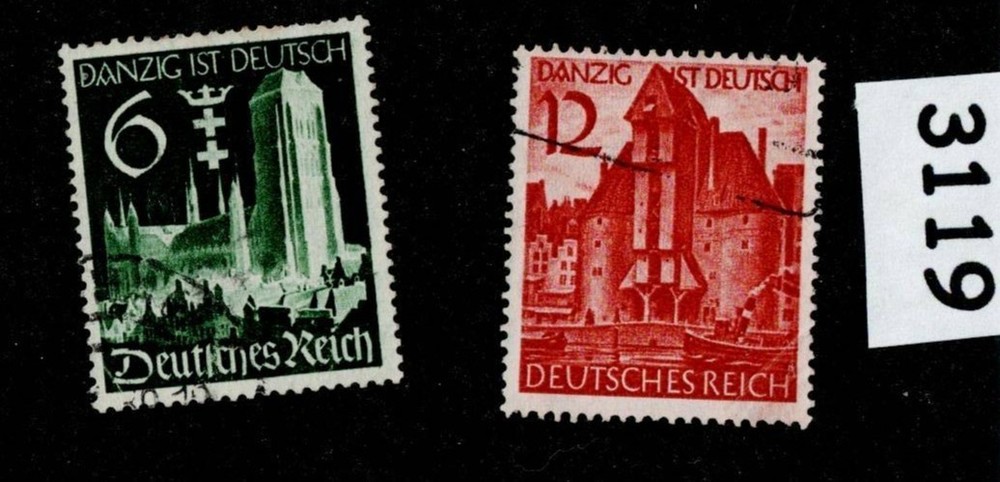 Used stamp set Sc 492-493 1939 Third Reich Germany Unification of Danzig #3119