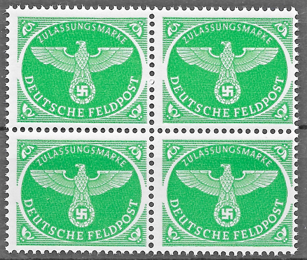 Germany 3rd Reich Military Field post Xmas packages 1944 Mi #4 Block of 4 MNH **