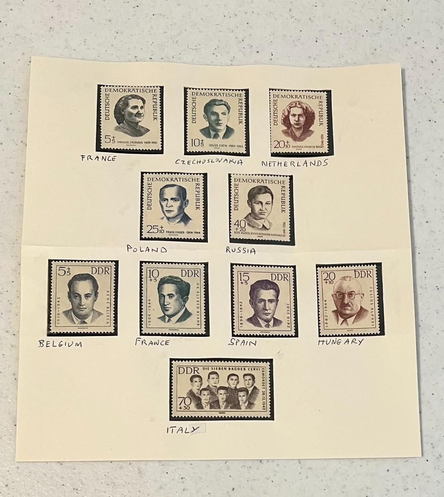 DDR Nazi Fascist Victim Stamps MNH 1962 Germany Mi 881-885 918-922 Lot of 10