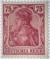 Travelstamps: 1922 Germany Deutsches Reich Germania Mi. #197a, 75 Pfennig