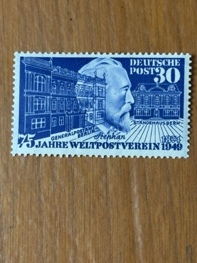 Germany 1949 Scott #669 30pf Blue Heinrich von Stephan UPU Cv.$52.50