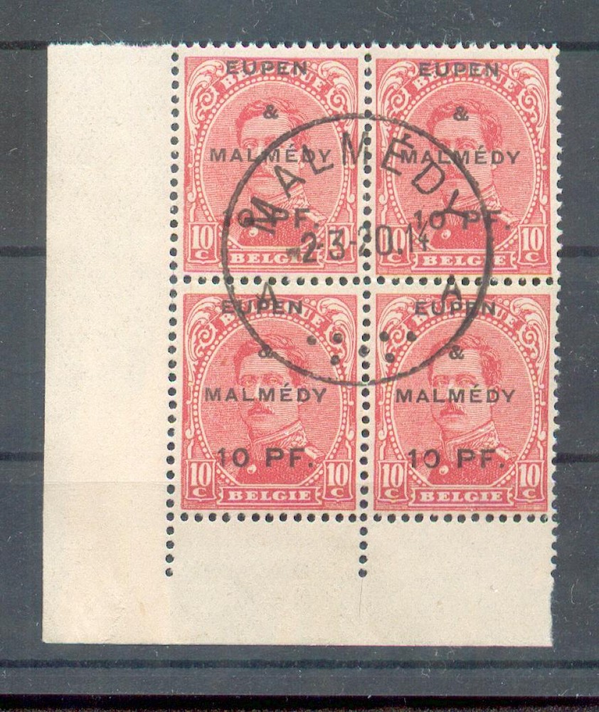 Eupen & Malmedy 2 corner block stamped (A7143)