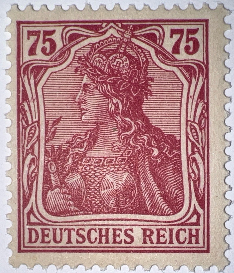 Travelstamps: 1922 Germany Deutsches Reich Germania Mi. #197a, 75 Pfennig