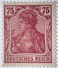 Travelstamps: 1922 Germany Deutsches Reich Germania Mi. #197a, 75 Pfennig