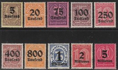 Stamp Germany Official Mi 089-98 Sc O29-32,4-9 1923 Dienst Reich Empire MNH