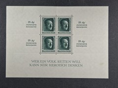 1937 GERMANY Hitler Souvenir Sheet – Scott #B106 Nuremburg overprint – MH