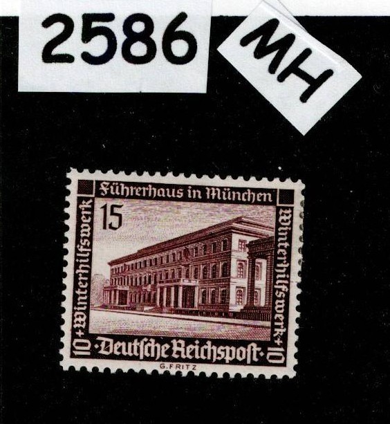 MH stamp Sc B99 Germany 1936 Winter Relief Munich Germany Fuhrer House #2586