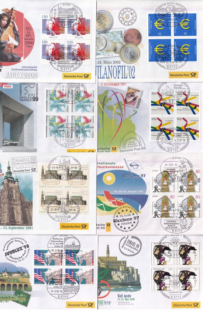 `ODZ&GERMANY 8 VERY GOOD DEUTSCHE POST EXHIBITION COVERS LOOK ALL DIFFERENT 882
