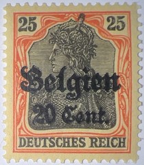 Travelstamps: Germany Offices in Belgium Stamps WWII 20c on 25pf Mint MOGH Wmk