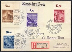 Germany 1941 Registered Cover Marburg Drau Steiermark to Jena Michel 806-809 Set