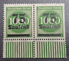 Stamps Germany Reich FREIMARKE 2x 75 000 Mark 1923 Mi. Nr. 288 [🇩🇪39282]