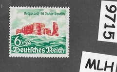 MLH stamp Sc B176 / 1940 / 3rd Reich Germany / Heligoland Rocky cliffs #9715