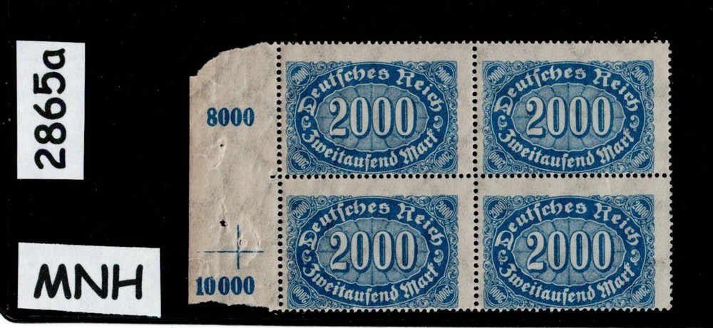 MNH block 2000 M #205 Honeycomb Watermark Weimar German Republic 1923 #2865a