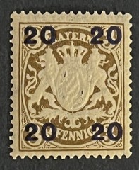 Travelstamps: 1920 Germany Bayern Overprint Stamp Scott#237 Mi 177 – Mint Og Nh