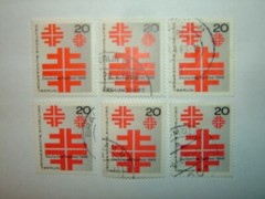 1968 GERMANY WEST BERLIN ATHLETICS FESTIVAL STAMPS x 6 MNH/VFU (sgB315)