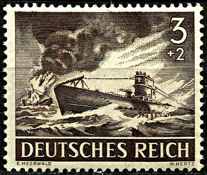 III REICH, U BOAT TYPE VII A, MICHEL # 831, YEAR 1943, MNH, LOT 3163