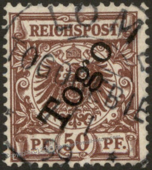 German 1897 Togo Mi6 50pf Krone Adler Yacht Used Africa Colony 106848