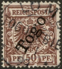 German 1897 Togo Mi6 50pf Krone Adler Yacht Used Africa Colony 106848