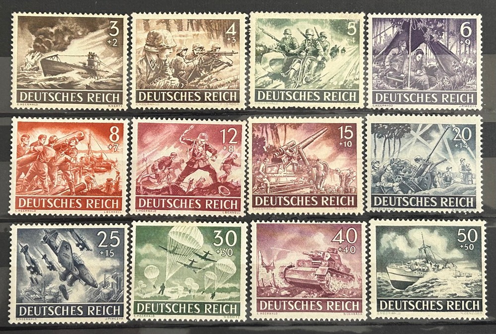 1943 German set of 12 Stamps Mi:DR831-842 MILITARY WAR HEROES MH* Mint /806