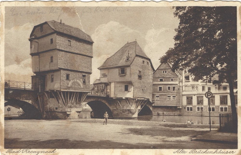 1934 Bad Kreuznach Germany Alte Brückenhäuser Postcard 6 Pf Hindenburg Posted