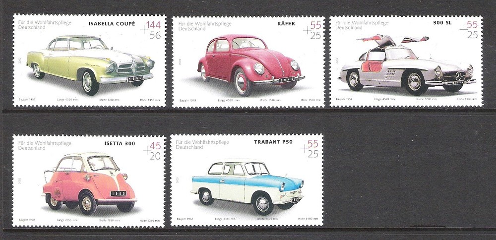 GERMANY 2002 CARS / TRANSPORT SET OF 5 (MNH/VF)