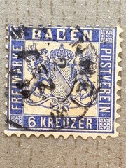 Baden 22 / 1865 6k Coat of Arms Stamp / Used/ German States