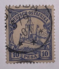 Travelstamps; German East Africa Germany stamps 10p Kaisers Yacht SIGNED Used