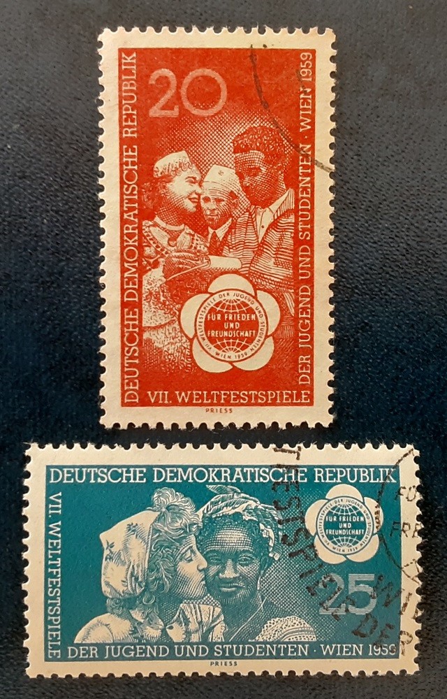 DDR Germany 1959 Used Vienna Youth Fest Mi 705-6 Scott 450-1 XF 7413