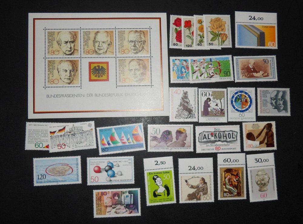 GERMANY 1982 COMMEMORATIVE SEMI-POSTAL S/S STAMP YEAR SET/LOT OF 26 STAMPS MNH