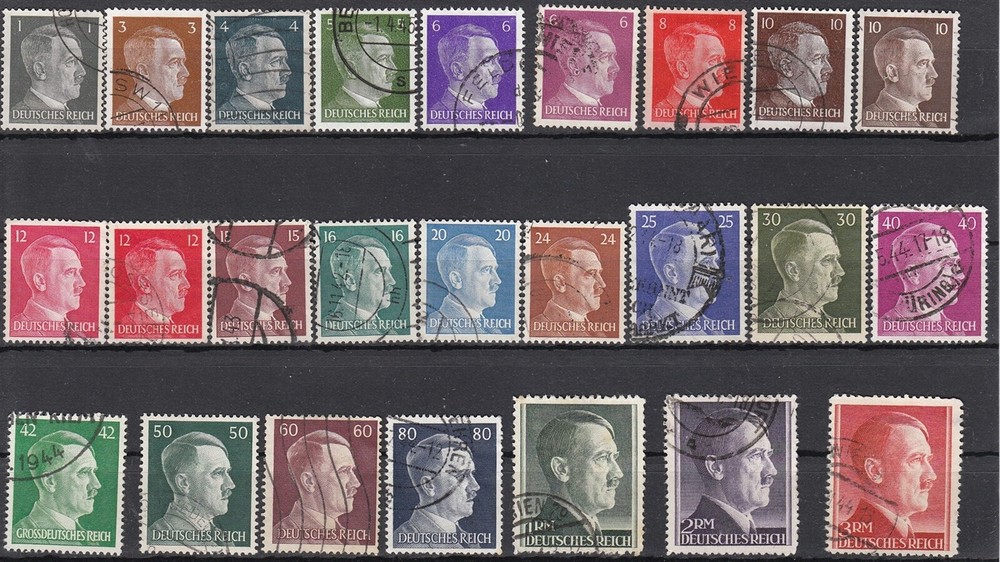 Stamp Germany Mi 781-802 Sc 506-27 1941 WWII 3rd Reich Hitler Head Set Used