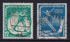 EAST GERMANY 1952 Winter Sports set of 2 SG E55-E56 Used (CV £11)