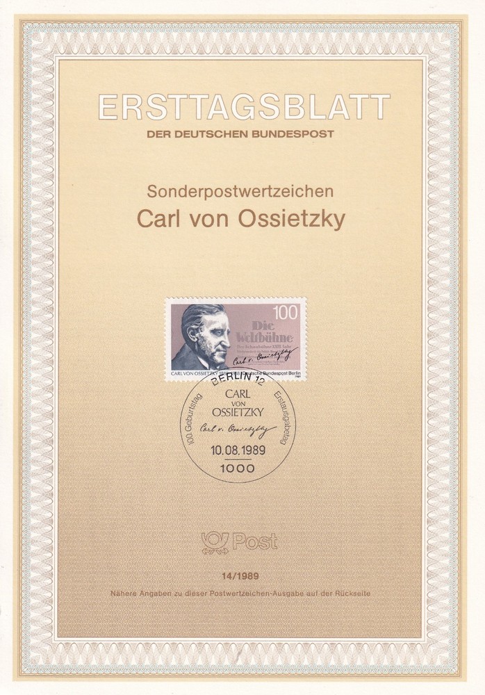Berlin ETB 851 Scott 9N580 Carl Ossietsky