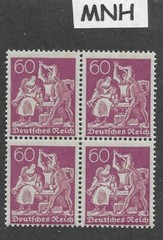 MNH stamp block PF60 Scott #144 Iron worker Weimar German Republic 1921