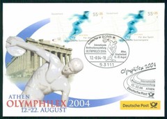 GERMANY EXHIBITION-COVER 2004 GREECE ATHEN OLYMPHILEX OLYMPICS DISCUS m3248