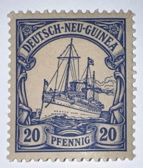 Travelstamps: GERMAN NEW GUINEA STAMPS Kaiser’s Yacht, 20 Pfennig MOGLH UnWmk