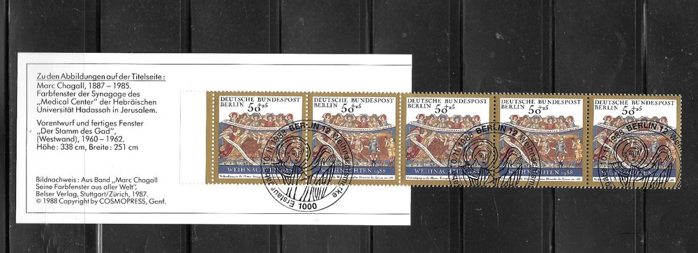 GERMANY BERLIN SC#9NB265a CTO USED 1988 SEMU-POSTAL BOOKLET PICTOEIALS