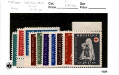 Croatia, Postage Stamp, #B42-B51 Mint Hinged, 1943 WWII German State (AB)