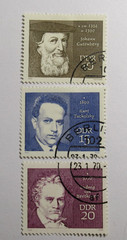 Germany DDR Stamps Sc 1167-69 Gutenberg Tucholsky Beethoven 1970 Set of 3 OG