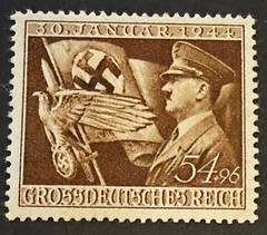 THIRD REICH ADOLF HITLER w EAGLE & SWASTIKA FLAG BANNER Nazi German NSDAP Stamp