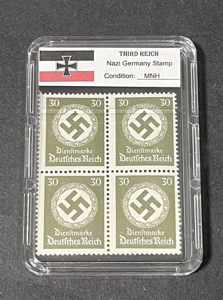 WWII Third Reich German 30pf Stamp Block Of 4 MNH In Hard Case