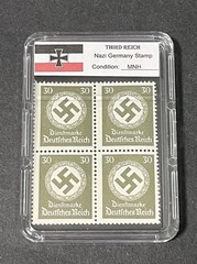 WWII Third Reich German 30pf Stamp Block Of 4 MNH In Hard Case