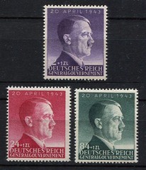 Generalgouvernement WW II : Hitler Birthday set from 1943 – mint