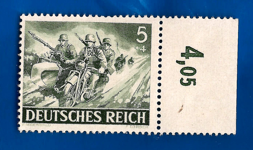 NAZI 1943 GERMANY 3rd Third Reich Post WW2 BMW Zundapp motorcycle stamp MNH **