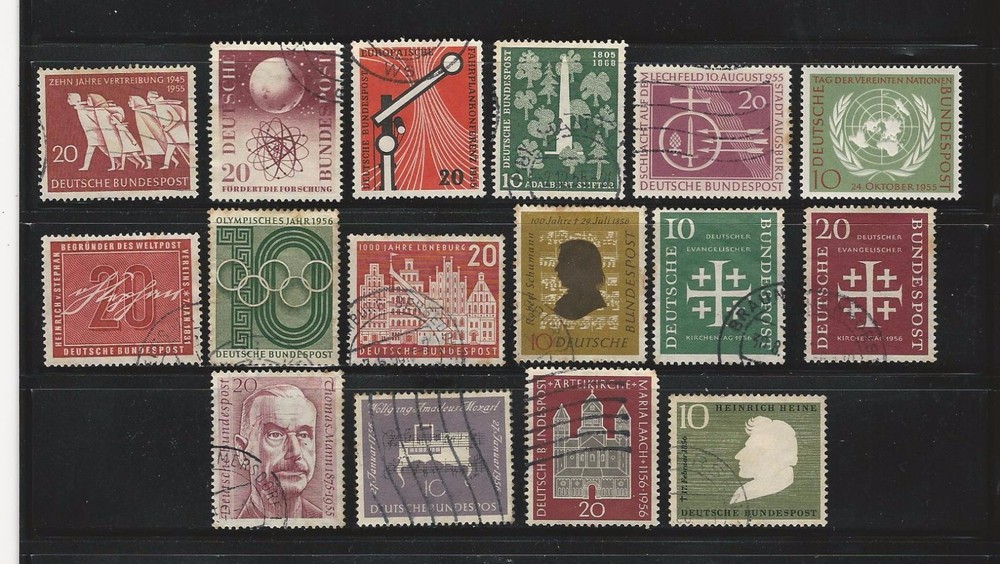 Germany: 1954; to 1957, 30 Values, more 90$, some repeated, pairs, used, EBA018